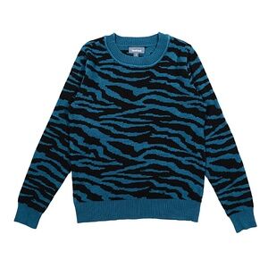 MODCLOTH Call to the Wild Sweater Pullover Teal Black Zebra Stripe Womens Small